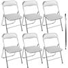 MA MAISON Set 6 Sedie Pieghevoli Imbottite - Seduta Comoda, Portatile, Struttura in Metallo, Slim, Salvaspazio, Resistenti, per Casa, Campeggio, Ufficio - da Interno, Esterno (Bianco, Similpelle)