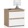 AKORD | Comodini Picolo con 2 Cassetti | Armadio Camera da Letto | Cassettiera Scrivania | Salvaspazio | 40 x 40 x 35 cm | 16mm Pannello laminato | Rovere Sonoma & Bianco Frontale