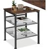 tectake® Tavolino Salotto Versatile 40,5x40x50,5cm, Tavolino da Salotto o Comodino 3 Ripiani, per Soggiorno, Ingresso, Divano, Camera da Letto, Ideale Libri e Vinili, Stile Industriale - Legno Scuro