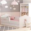 Kids Collective Letto per bambini 80x160cm con materasso e cassetto a doghe e protezione anticaduta Lettino per bambini Letto singolo completo in bianco con motivo a principessa | da 3 a 10 anni