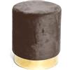 Tex family Pouf Poggiapiedi Velvet in Velluto Marrone con Base Dorata | Design Elegante, Ø32xH40 cm, Morbido, Resistente fino a 150 kg