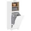 SoBuy Mobile Bagno Salvaspazio con Cesto Portabiancheria | 35x30x105cm Mobiletto Cassettiera Bagno Mobile Lavanderia Bianco, BZR146-W