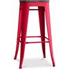 Iconik Interior Tolix Style - Sgabello da bar, design industriale, in legno e acciaio, 76 cm, colore: Rosso