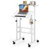 COSTWAY Scrivania per Computer Regolabile in Altezza, Scrivania Salvaspazio con Ruote e Ganci, Tavolo Porta PC per Studio e Ufficio, 60 x 60 x 72-124 cm (Bianco)