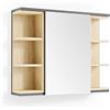 Vicco Specchio contenitore bagno Aquis, Antracite, 79.6 x 64 cm | per la conservazione in bagno e combinabile con Aquis