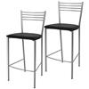 t m c s Tommychairs - Set 2 sgabelli alti modello Elena per cucina e bar, struttura in acciaio verniciata colore alluminio e seduta imbottita e rivestita in pelle artificiale colore nero