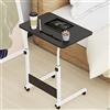 Wohenster Scrivania Computer Con Ruote, Scrivania Regolabile in Altezza 62-85cm, Tavolino da Letto Divano con Slot per Tazza e Laptop, 60x40 cm Scrivanie pc Ergonomica per Cameretta, Soggiorno, Nero