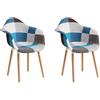 BenyLed Set di 2 Sedie da Pranzo Moderne, Sedie da Cucina con Gambe in Legno di Faggio, Sedie Patchwork in Tessuto per la Sala da Pranzo, il Soggiorno, la Camera da Letto, ecc. (Blu)