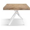 PAZZO DESIGN Tavolo Allungabile Leonardo, Gambe Incrociate Bianche, Made In Italy, Rovere Rustico, Cucina, Sala Da Pranzo, Estensibile, 95x90x76 cm - id_2171