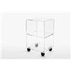 Slato Cleo⎪Tavolino in cristallo acrilico trasparente a tre ripiani con ruote, compatto/leggero/design elegante, adatto per soggiorno, ingresso, lato divano, Made in Italy (cm. L.42 x P.33 x H59)