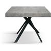 PAZZO DESIGN Tavolo Allungabile Fulvio, Gambe Incrociate Nere, Made In Italy, Grigio Cemento, Cucina, Sala Da Pranzo, Estensibile, 95x90x76 cm - id_2143