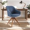Zouron sedie da pranzo,sedie da ufficio per la casa, poltrone da salotto（Rotazione a 360°）,Ergonomia,blu（Cotone lino + Legno）,Una sedia