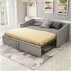 Kelodan Letto imbottito, 90/180 x 200 cm, divano letto estensibile con rete a doghe, letto multifunzione in velluto delicato sulla pelle, grigio