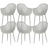 buybyroom Set di 6 Poltrone Poltrone Soggiorno, Sedia Soggiorno, Poltrone Cucina, È Realizzato in Pp E Metallo E Può Portare Un Peso Di 120 Kg, Grigio