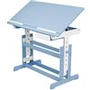 tectake® Scrivania Regolabile in Altezza, Piano Scrivanie Inclinabile, Tavolo per Strudiare con Angoli Arrotondati, Scrivania Ragazzi con Cassetto e Listelli Ferma Oggetti - Blu