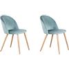 BenyLed Set di 2 Sedie Imbottite per Sala da Pranzo, con Schienale in Morbido Velluto e Gambe Regolabili in Metallo, Colore: Verde