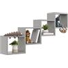 KUBUTKU Scaffale decorativo da parete con 4 ripiani, 109 x 57 x 18 cm, design scandinavo, moderno, per soggiorno, cucina, ufficio, camera da letto, bagno, libreria (grigio)