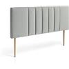 MOMMA HOME Testiera per Letto Luna in Tessuto Con Gambe in Legno - Imbottita e Morbida Con Finiture e Accessori (Grigio, 160 x 60 cm)