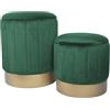 Rebecca Mobili Set 2 Pouf Velluto, Pouf Poggiapiedi, Verde, Ferro MDF, Con Contenitore, Per Salotto Camera - Misure HxLxP: 44 x 35 x 35 cm - Art. RE6834