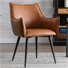 Ya-Home Poltrona Imbottita Sedia da Salotto in Ecopelle Poltroncine Salotti con Gambe in Metallo poltroncina Moderna con Braccioli per Camera da Letto/Soggiorno, Marrone