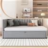 Shye Divano letto multifunzionale a forma di L con letto estraibile, letto imbottito in tessuto di velluto, design salvaspazio per lettino, letto degli ospiti 90/180 x 200 cm (grigio)