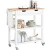 SoBuy Carrello Cucina Consolle Bianca, Piano in Legno di Hevea,L85*P39*A90cm FKW68-WN