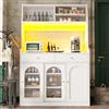 Soweiz Armadio alto a buffet con ripiani regolabili, armadio da cucina con 2 cassetti, credenza con illuminazione a LED, colori luce variabili, 120 x 40 x 180 cm (bianco)