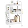 Hzuaneri 86 cm Carrello Cucina, Mobiletto Salvaspazio 3 Ripiani, 6 Ganci e 2 Cestelli Estraibili, per Cucina, Soggiorno, Ufficio e Bagno, 35 x 45 x 86,6 cm, Bianco ST02003W