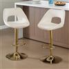 Ya-Home Set di 2 Sgabelli da Bar in Velluto Sgabelli Cucina Sgabello con Gambe in Metallo Oro Sedie da Bar Regolabile e Girevole per Cucina Penisola,Bianca