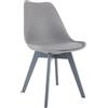 CLP Sedia da Pranzo Linares Plastic I Tessuto I Velluto I Corda I Aspetto Pelle I Poltrona con Struttura in Legno, Colore:Grigio/Grigio, Materiale:Plastica