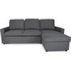 SAMIRA Divano letto angolare con contenitore, divano con chaise longue grigio scuro mod. Kennedy