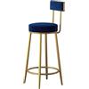 Guyifuny Sgabelli da bar alti, sgabelli da bar alti, sedie da isola in velluto, rotondi alti con schienale e gambe in metallo dorato, per soggiorno, pub, blu, altezza seduta 65 cm