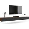 Planetmöbel Mobile TV West, porta TV lungo 320 cm, mobiletto TV sospeso o da appoggio, mobile TV per soggiorno, 2X mobile porta TV 37,8 x 160 x 30 cm, rovere dorato nero carbone
