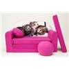 Pro Cosmo Divano letto pieghevole per bambini con funzione letto Perfetto per giocare e dormire - Con materasso, cuscino e pouf sfoderabili - 98x168x59 cm (H6) Rosa - Gattini