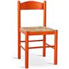 Sedam Srl Sedia Pisa, In Legno Massello, Seduta in Paglia, Varie Colorazioni Disponibili (Arancione) ORDINE MINIMO 2 SEDIE