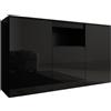 MB Muebles Bonitos, Credenza Madia Nevada, Soggiorno Moderno, Melamina Lucida, Nero, 140x82x40cm