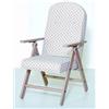 MASLEGNO Poltrona Sedia Sdraio Amalfi in Legno RECLINABILE 4 Posizioni Cuscino Imbottito H 105 CM Soggiorno Cucina Salone Divano(Bianco e Tortora)