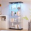 DADEA Vetrinetta in Vetro 4 Ripiani 2 Porte, Vetrina in Vetro con LED, 80.5×36,5×164 cm, Vetrina Colonna Espositiva Colonna Vetrinetta Casco con LED Vetrine per Collezionisti Vetrinette Espositive