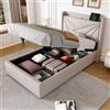 Lubvtti Letto imbottito con funzione di ricarica USB& tipo C,letto singolo con contenitore,letto contenitore singolo con rete a doghe,lino,senza materasso (Beige,90x200)