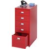 Mendler Cassettiera classificatore ufficio mobile Boston T851 con ruote 5 cassetti 69x28x41cm - rosso
