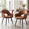 chairus 2 PZ Sedie da Pranzo in Ecopelle Sedia Cucina Girevole, Marrone | Poltroncina Imbottita con Schienale Sedia Moderna Design con Gambe in Metallo per Sala da Pranzo/Soggiorno