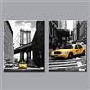 XLXZZ Quadro su Tela Nero Bianco New York City Taxi Giallo Stampa Quadri murali per Soggiorno Home decor-50x70cmx2 Pezzi Senza Cornice
