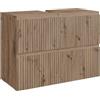Vicco Mobile sottolavabo per bagno Takumi, Artigiano, 80 x 58 cm con 2 cassetti, per la conservazione e l'organizzazione degli accessori da bagno
