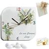 Doni Bomboniere Comunione 1 pz Orologio in Ecopelle con Stampa Croce e Colomba con Fiori Simboli Sacri Cresima Bambino Bambina Personalizzabile Artigianale Idee Moderno (MOD. 05-22 x 22 cm)