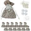 Doni Bomboniere Set Anniversario 12 Sacchettini in Juta Avana e Bianco Gessetto 25 Albero della Vita Bustine Confetti Bigliettini Personalizzabili Segnaposto Confettata Nozze Traguardo Sposi Fai da Te