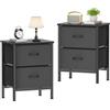 HOMIDEC Comodino, Set di 2 Comodini con Struttura in Metallo e 2 Cassetti in Tessuto di Grande Capacità per Camera da Letto, Soggiorno, Nero, 42 x 30 x 55 cm
