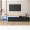 Soweiz Moderno mobile TV Design elegante e pratico, nero lucido, effetto legno, ripiani in vetro, illuminazione a LED