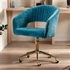 chairus Sedia da Scrivania in Tessuto Poltrona da Ufficio con Ruote Sedia Girevole Regolabile in Altezza Poltroncina con Gambe in Metallo per Ufficio/Studio/Computer, Petrolio