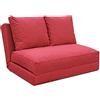 EVERGREENWEB MATERASSI & BEDS EVERGREENWEB - Piccolo Divano Letto Salvaspazio, Poltrona con Schienale Pieghevole 5 Livelli, Tessuto Sfoderabile Rosso, Comodo Pouf Letto 2in1 Trasformabile in Materasso 120x185cm Cuscino Rimuovibile