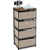 COSTWAY Cassettiera in Tessuto, Mobile con 4 Cassetti e Struttura Robusta in Metallo, Mobiletto Salvaspazio per Camera da Letto, Corridoio, Ingresso e Armadio, 42 x 33,5 x 84,5 cm (Marrone)